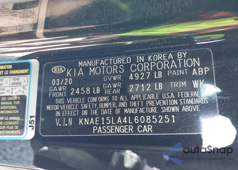 2020 Kia Stinger Gt-Line z USA, uszkodzony, nr VIN KNAE15LA4L6085251